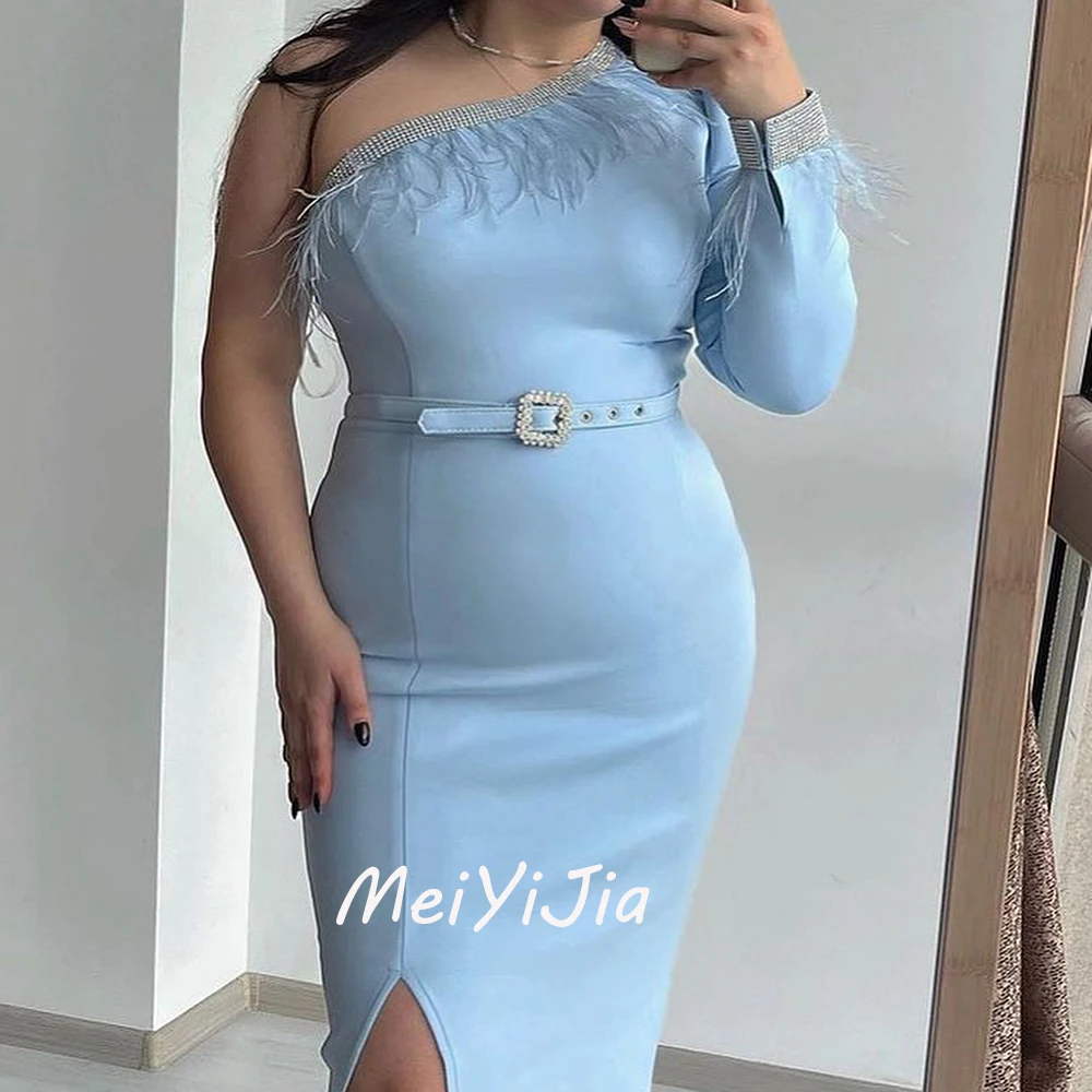 Meiyijia  Evening Dress Saudi One-shoulder Sash Beaded Sheath Mermaid  Arabia  Sexy Evening Birthday Club Outfits Summer 2024