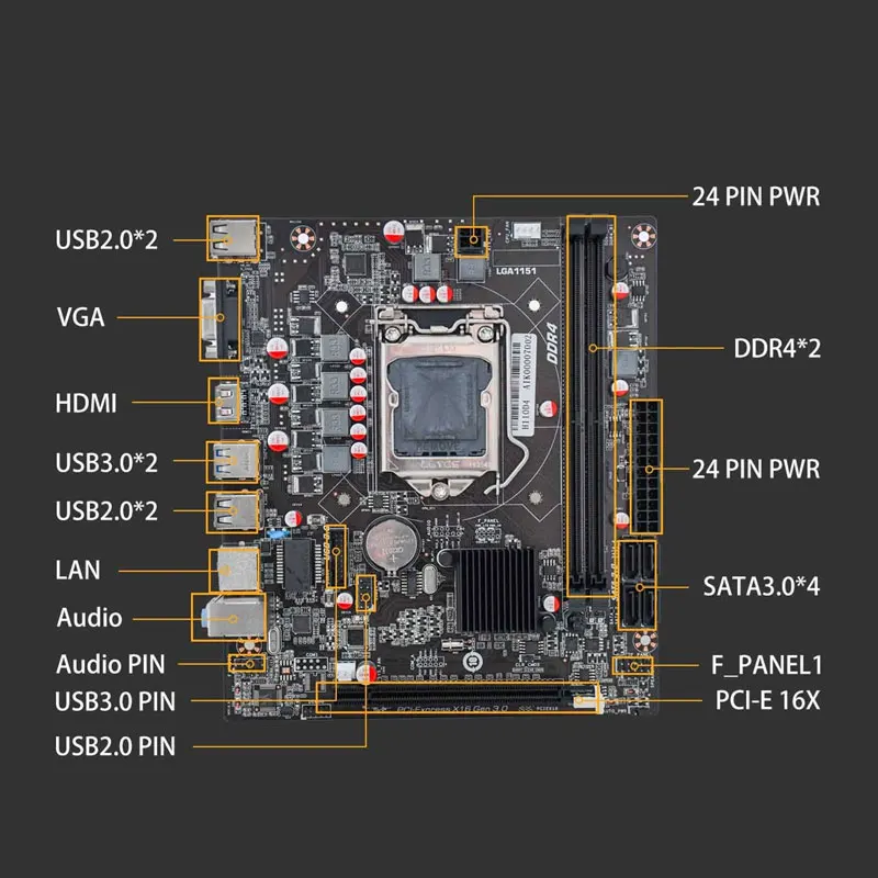 MOTHERBOAR CPU LGA 1151 H110 M DDR4 32GB Dual Channel Mainboard Support Core i3 i5 i7 PC Computer Motherboard 1151