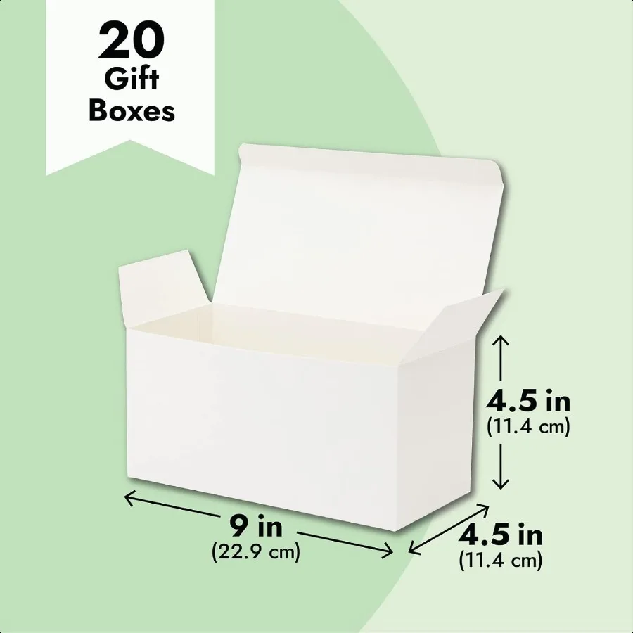 20 Pack Gift Boxes with Lids for Presents 9 x 4.5 x 4.5 in White Cardstock Box Decorative Bridesmaid Boxes