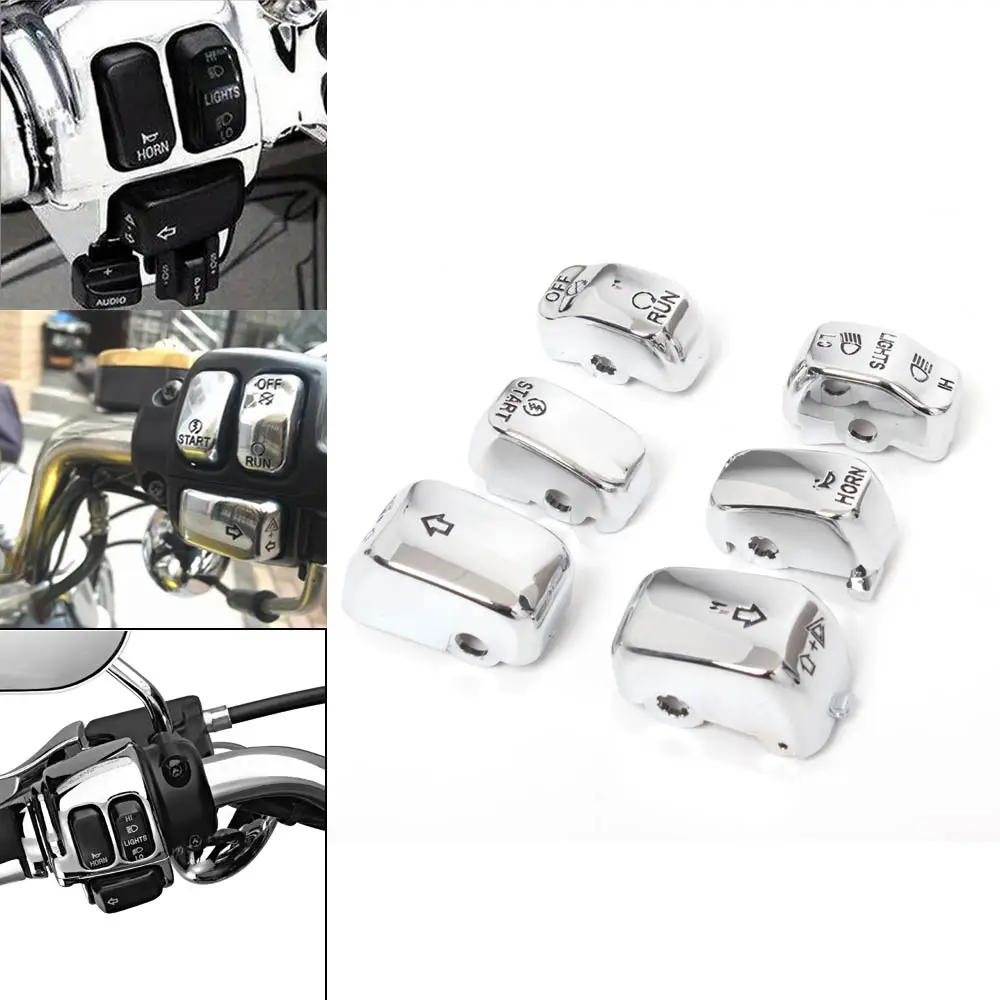 

Motorcycle Chrome Handle Control Switch Housing Button Caps Kit For Harley Sportster Touring Road King CVO Fat Bob Accessories