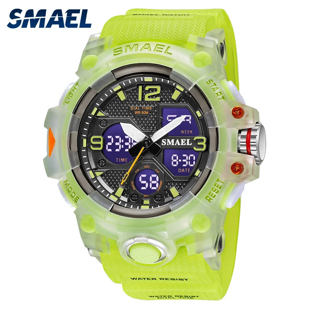 SMAEL  Electronic Watch Outdoor Sports Alarm Clock Time Reporting Swimming Waterproof Electronic Watch 8008