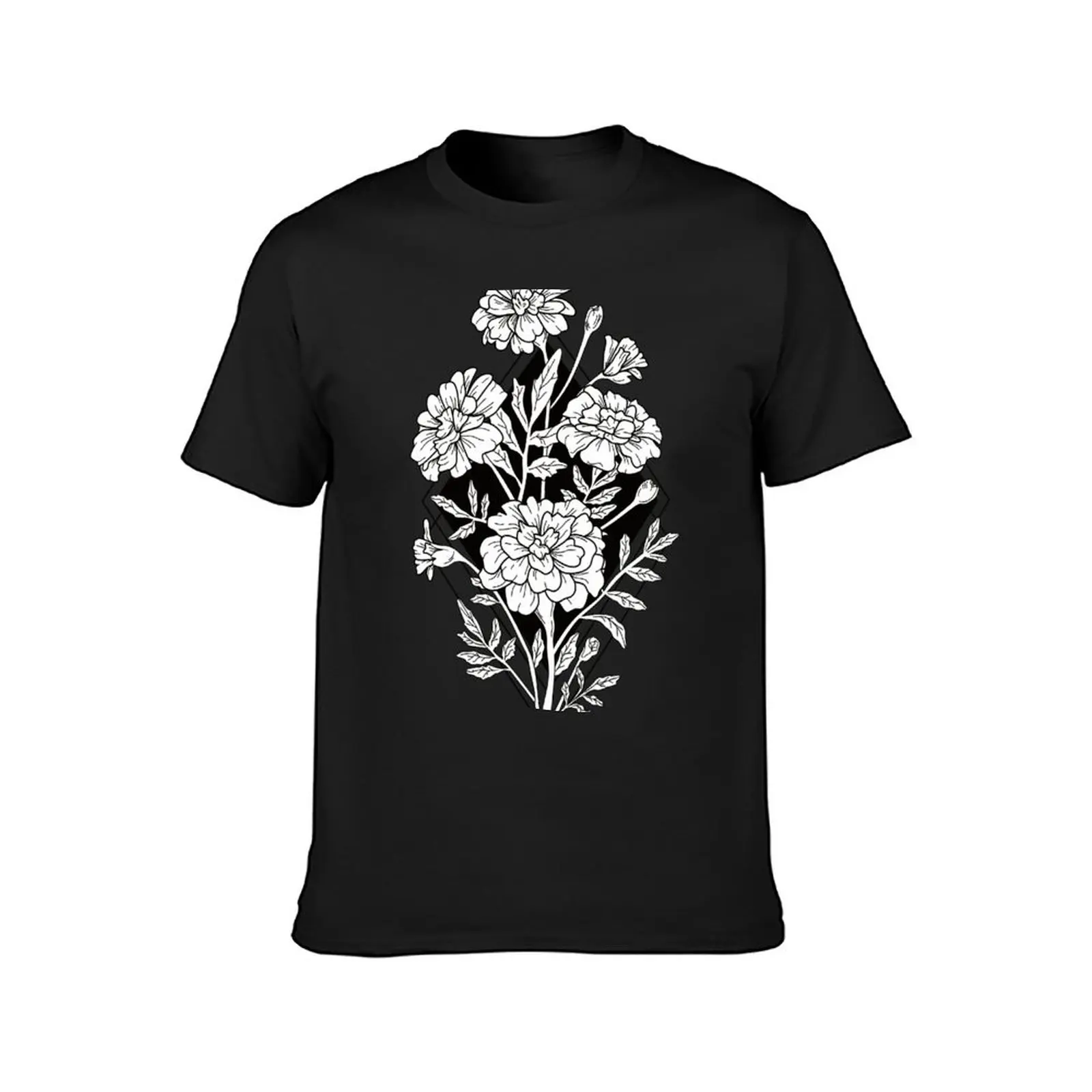 Geometric Marigold Flowers T-Shirt plus size tops hippie clothes summer tops sublime mens tall t shirts