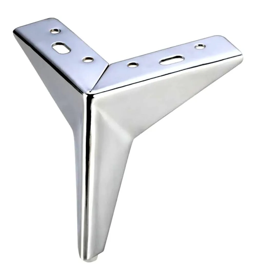 4-Pack 10CM Metal Furniture Legs Chrome Triangle Couch Chair Ottoman Heavy Duty Replacement Feet Set Load 600KG