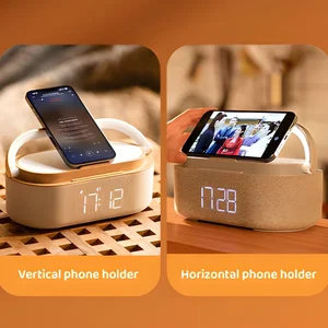 Neues drahtloses Ladegerät 15 W Digital tragbarer FM Alarm Bluetooth Alarm Black Radio Touch Night Light Double Home Cabeceira Subwoofer 10 Hauptverkäufe Caixa Sound 15 W - №9