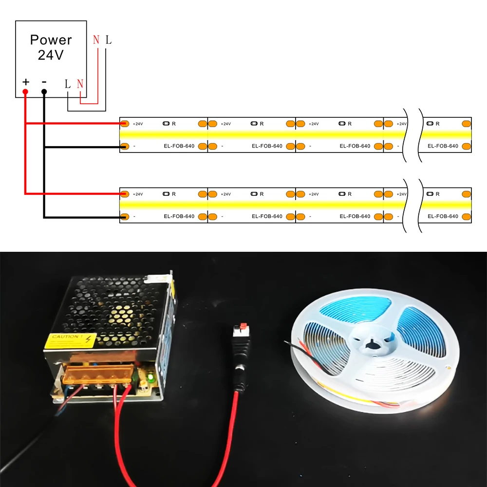 COB LED Strip Light 8mm Led Lights 320 LEDs High Density Flexible Linear Lighting Dimmable Red Green Blue Decor DC12V DC24V