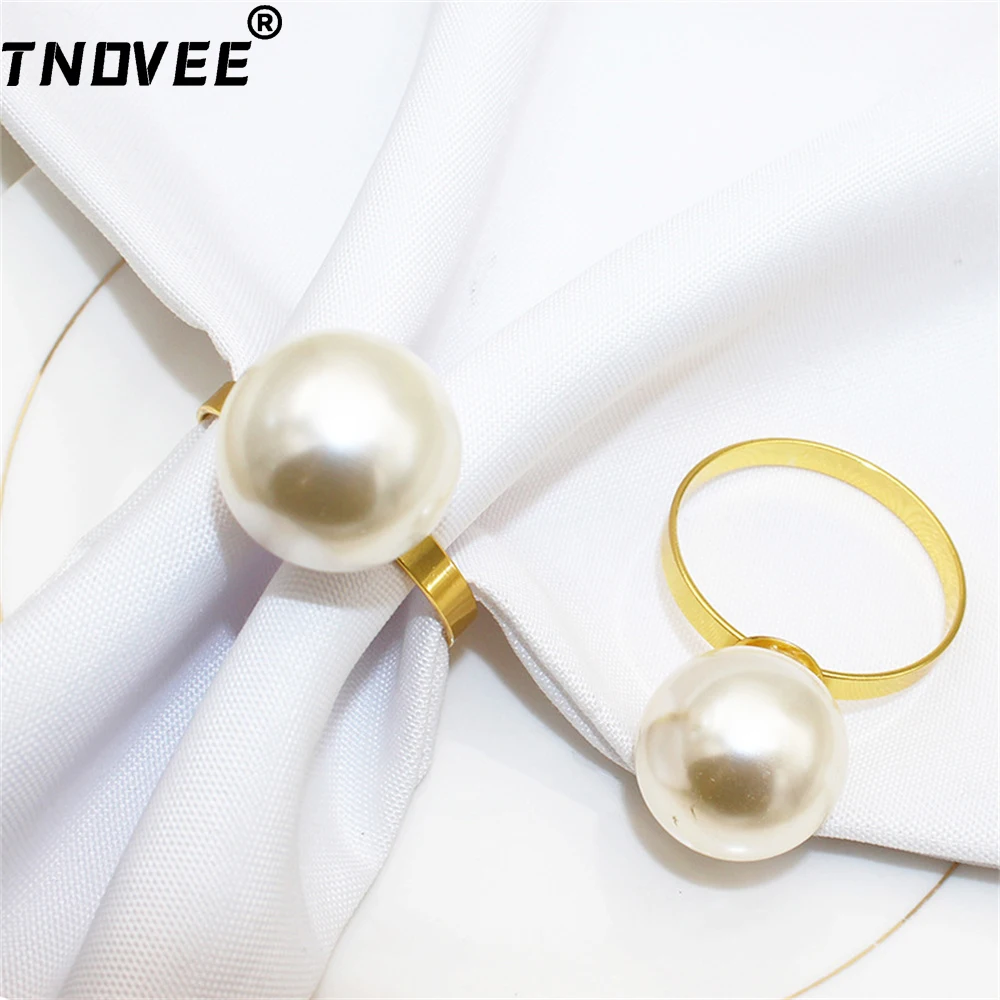 

12Pcs Simple Napkin Rings Round Pearl Napkin Holder Rings for Wedding Christmas Party Thanksgiving Holiday Dinner Table Decor