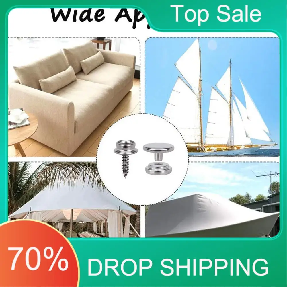 AT03 Top Fasteners Kit, Stainless Steel Screw Snaps Button Replacement Press Stud Kit With Tool For Boat Covers Tents Tarpaulins