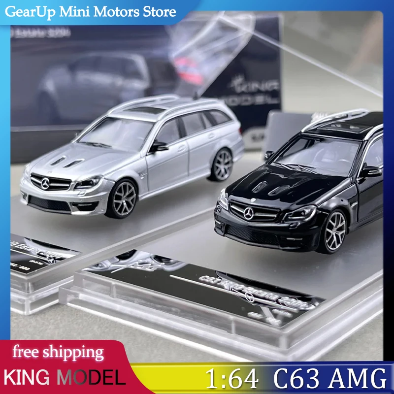 

KING МОДЕЛЬ 1:64 Benz C63 AMG S204 Estate Черный Серебристый Сплав Литой автомобиль W204 Вагон Горячая станция Вагон Рождественский подарок Культура автомобиля