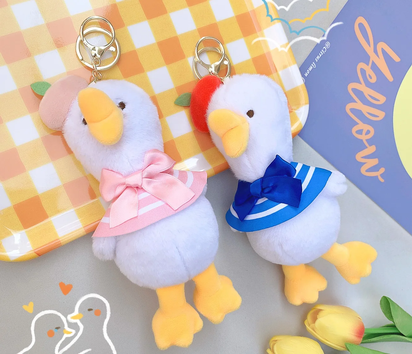 Personality trend relaxed sailor duck keychain pretty couple funny delicate decorate pendant birthday sweet christmase gift