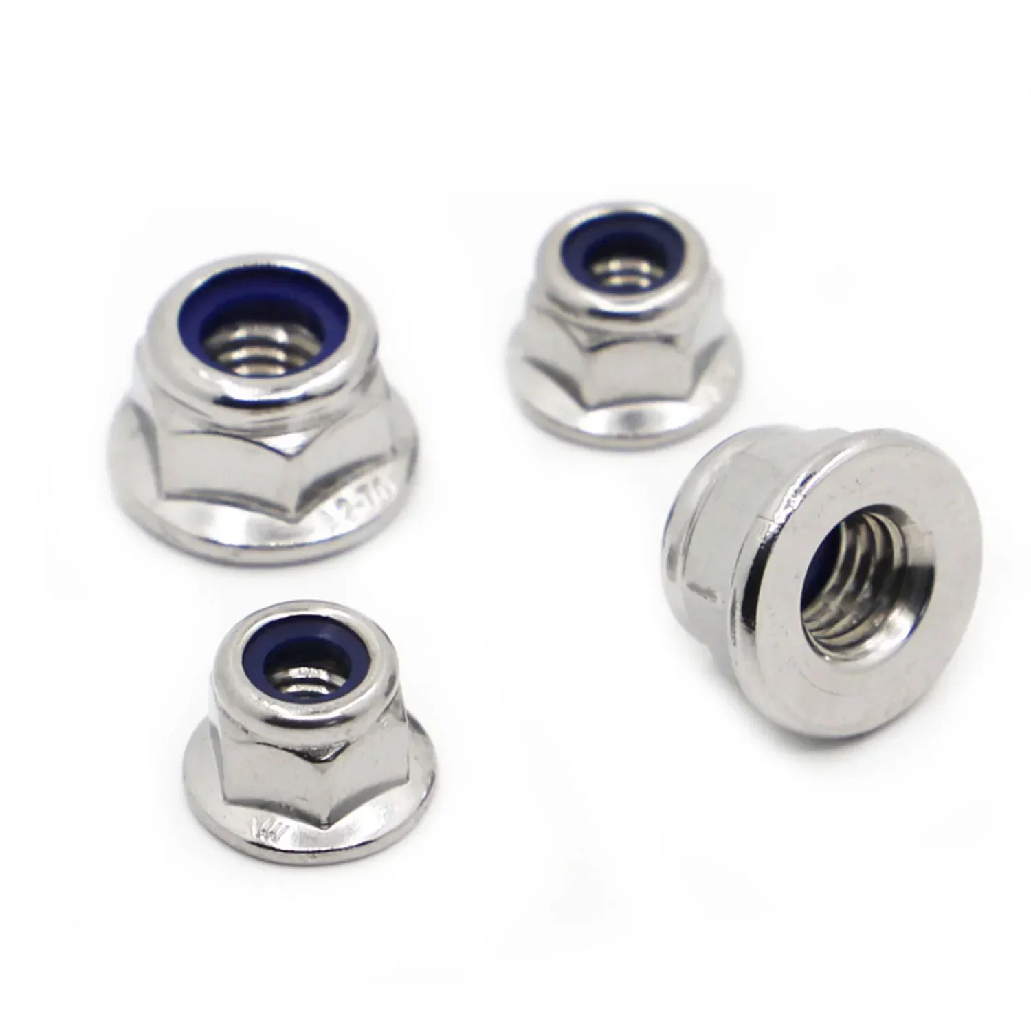 M3 M4 M5 M6 M8 M10 M12 Edelstahl / Nickel / verzinktes Nylon Sicherungsflanschmutter Einsatz Sicherungsmutter Selbstsichernde Nylock-Sicherungsmutter