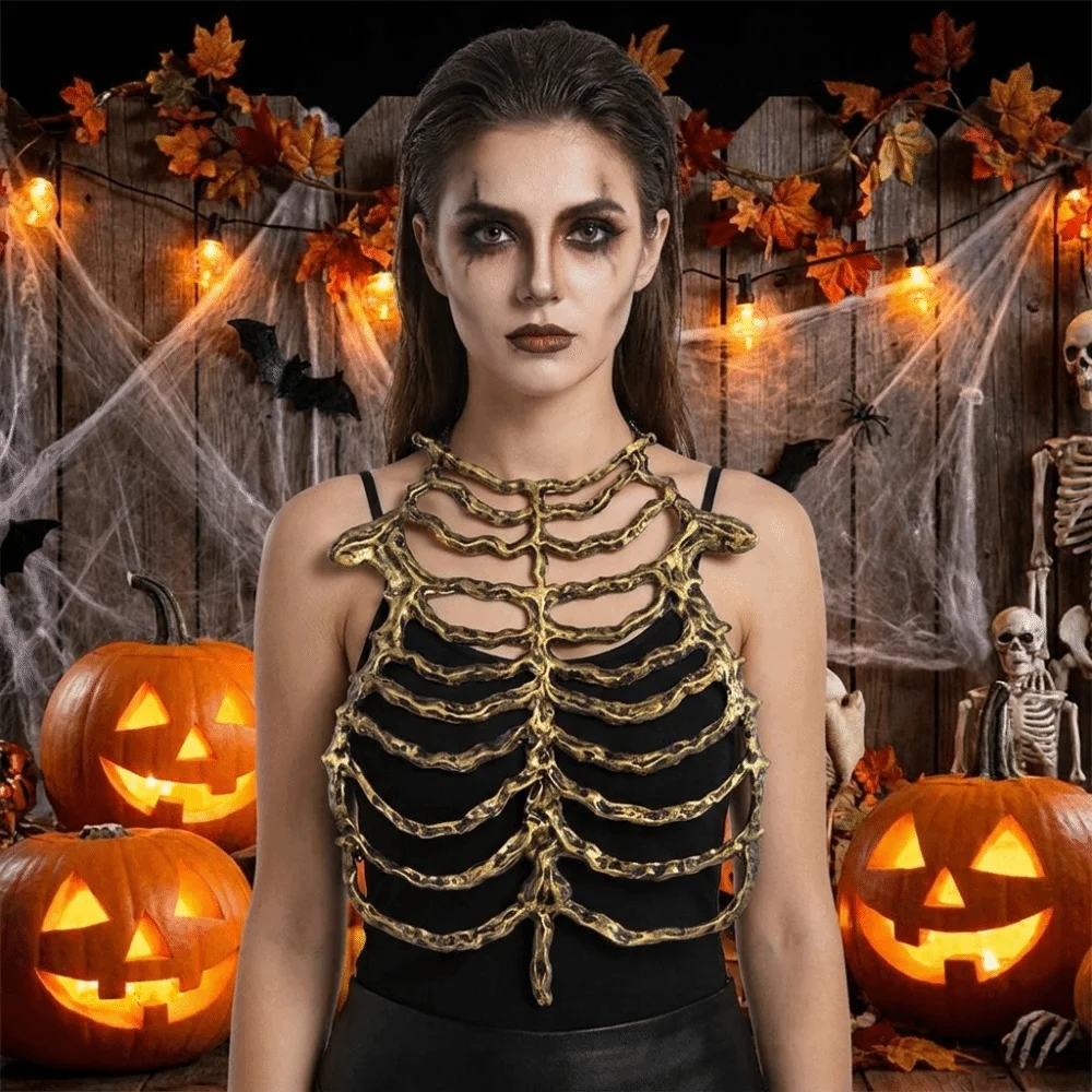 

Party Prop Hollow Skeleton Frame Frame Structure Chain Hollow Skeleton Bone Prop Costume Accessory Breastbone Party Costume