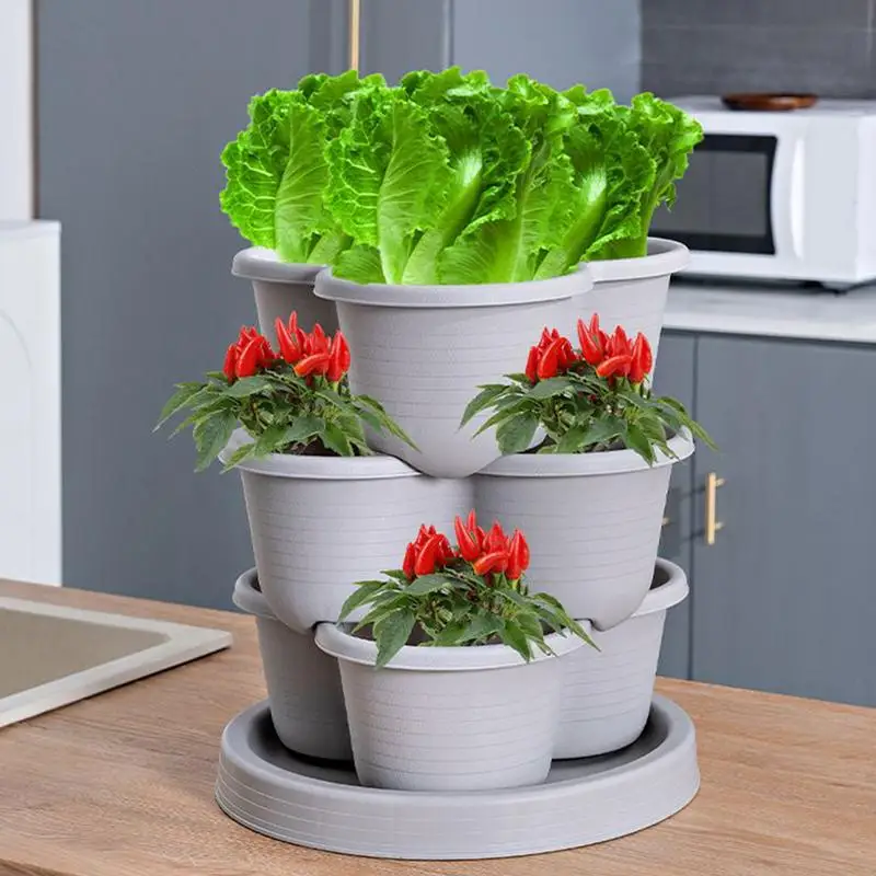 Stackable Garden Planter Tower for Vegetables Gardening Flower Pots with Movable Casters Strawberry Seedling Frame Decoration ﻿