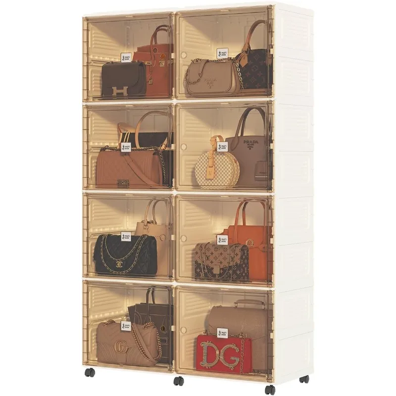 

Wardrobe Handbag Organizer, Purse Organizer with Magnetic Door and Wheels, Suitable for Storing Books, Toys and More.