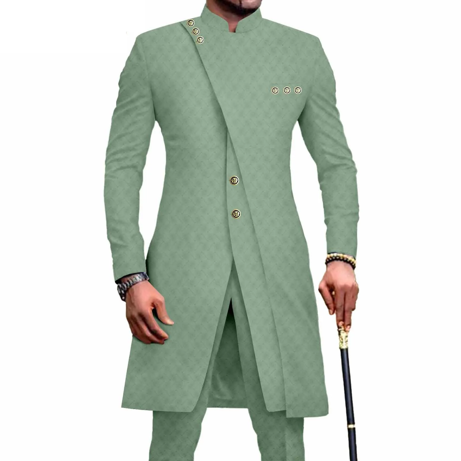 Terno longo masculino estilo africano, 2 peças, jaqueta, calças, smoking, casamento, noivo, personalizado, elegante, terno XS-6XL