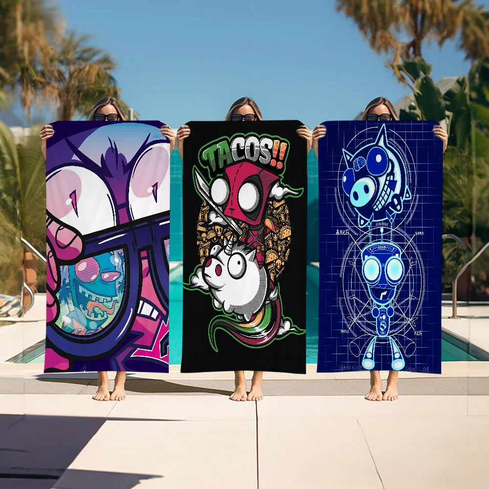 Invader Zim Microfiber Beach Towel Absorbent Quick Dry Soft Yoga Swimming Resort Mountain Climbing Towel