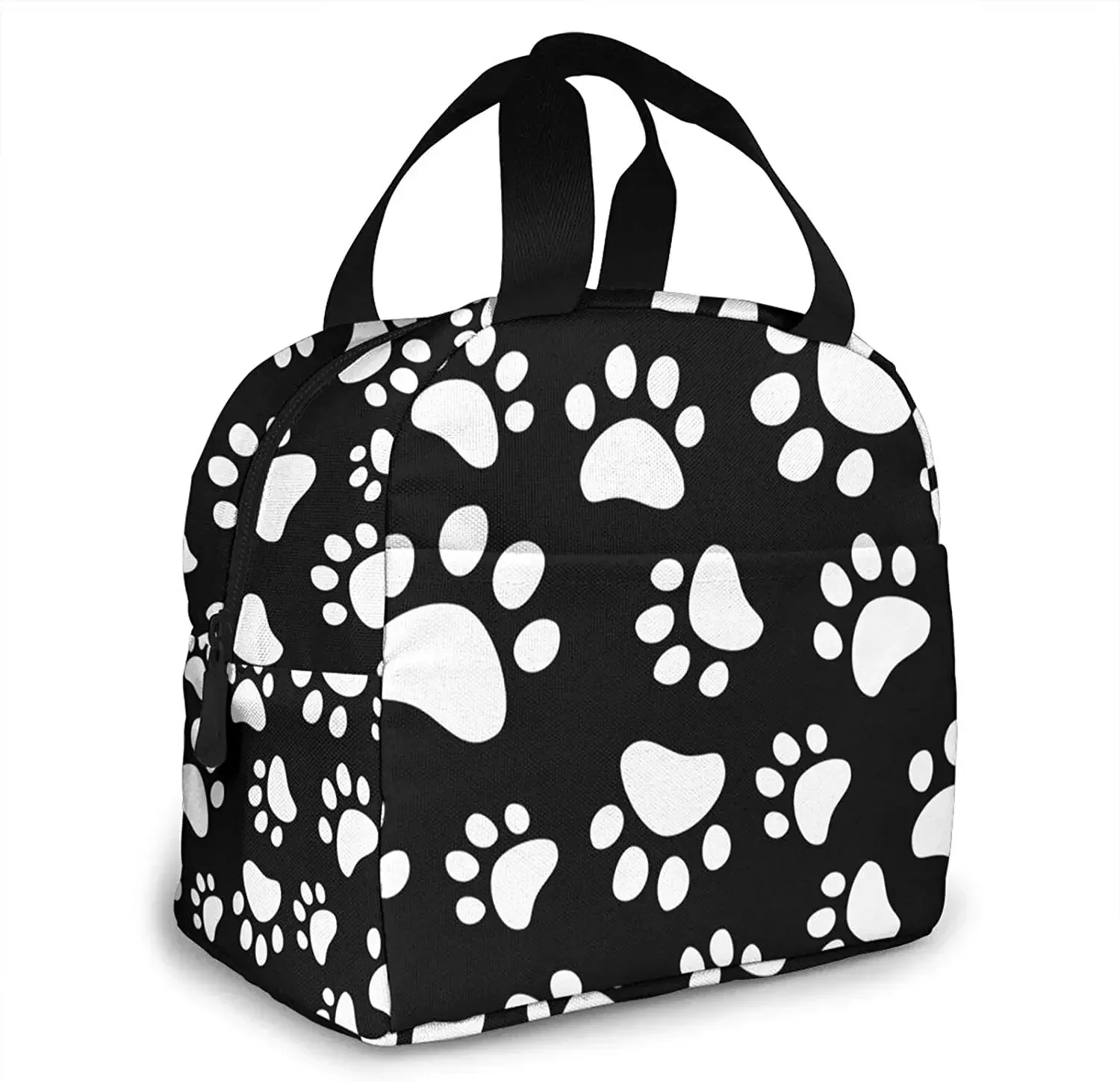 Black Cat Lunch Bag for Women Insulated Lunch Box with Front Pocket for Work Reusable Cooler Tote Bag for Office School Picnic