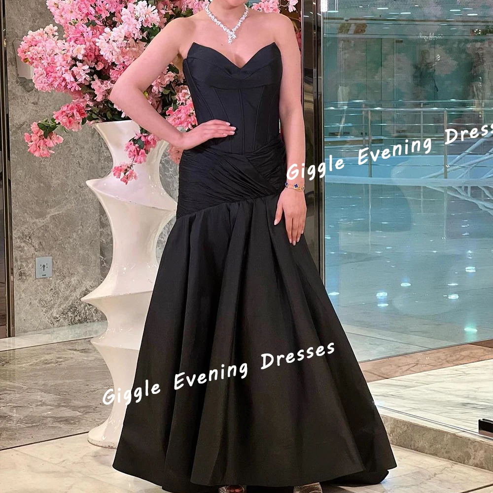 

Giggle Satin Strapless Pleating Elegance Prom Gown Saudi Arab A-Line Pretty Floor-Length Evening Party Dresses for Women 2024