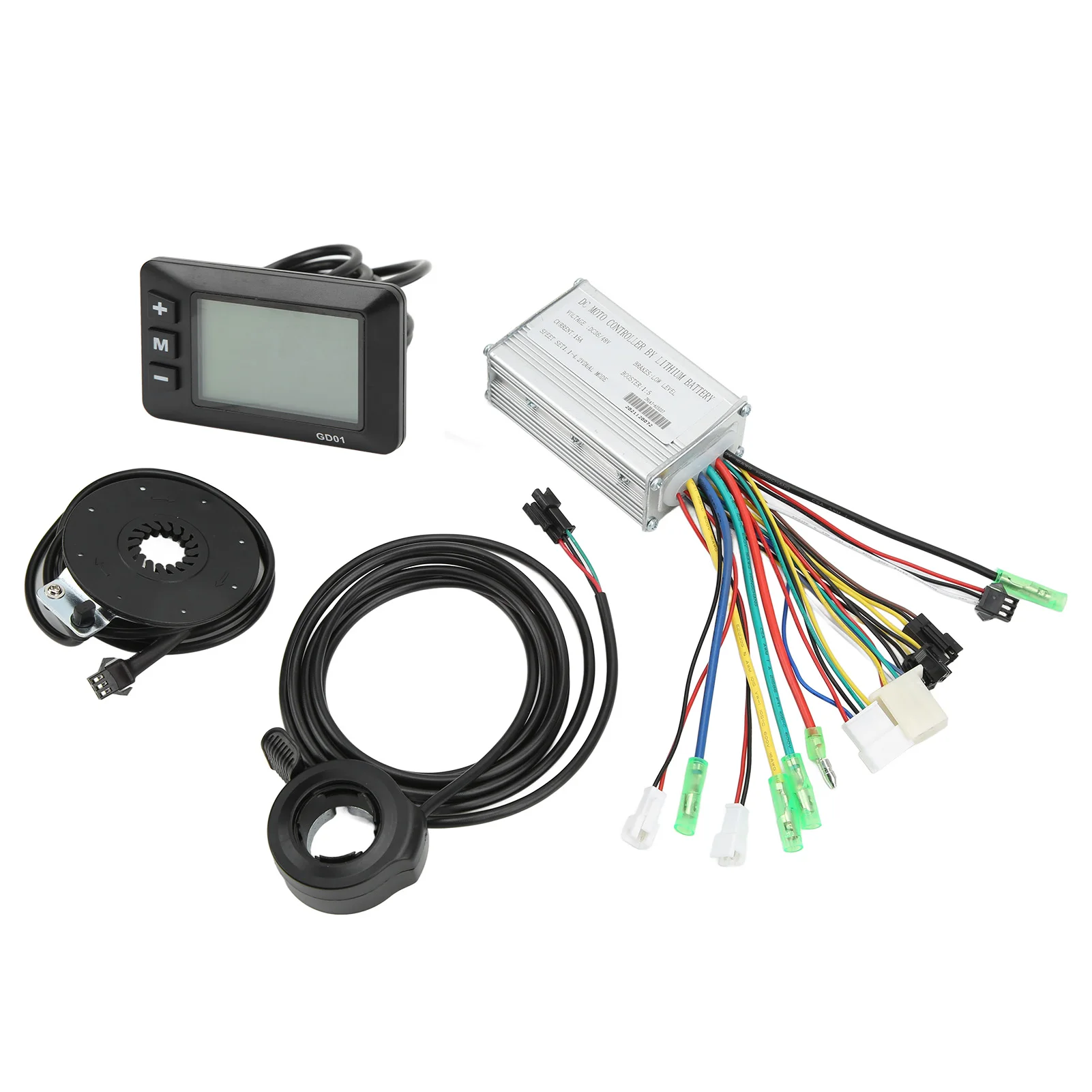 Elektrische fietsmotorcontroller 15A, standaard controller 36V 48V met LCDGD01 paneel en duimgaspedaal voor 250W 350W fietsmotor