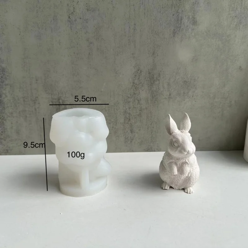 Rabbit Candle MouldDIYAromatherapy Gypsum Sitting and Looking up at Sitting Rabbit Plaster Silicone Mold Easter