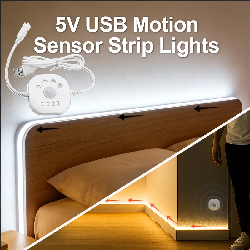 

Светодиодная лента с эффектом бегущей воды и датчиком движения 5В для декора комнат, коридоров, потолков и лестниц