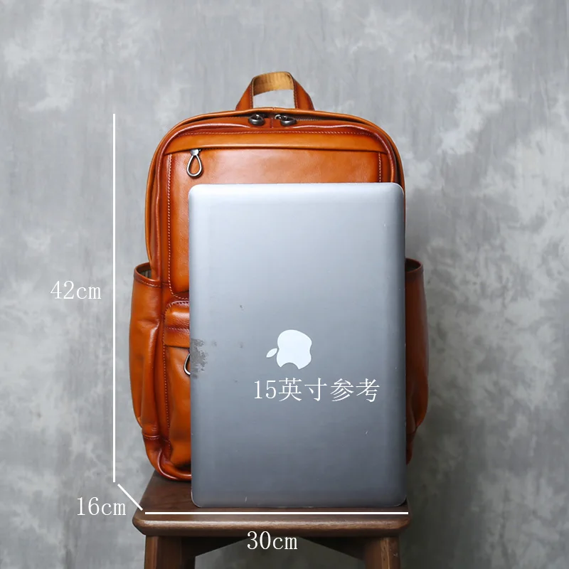 

Высококачественный текстурированный нишевый рюкзак из воловьей кожи для мужчин, повседневный кожаный рюкзак для компьютера в стиле ретро, новая модель