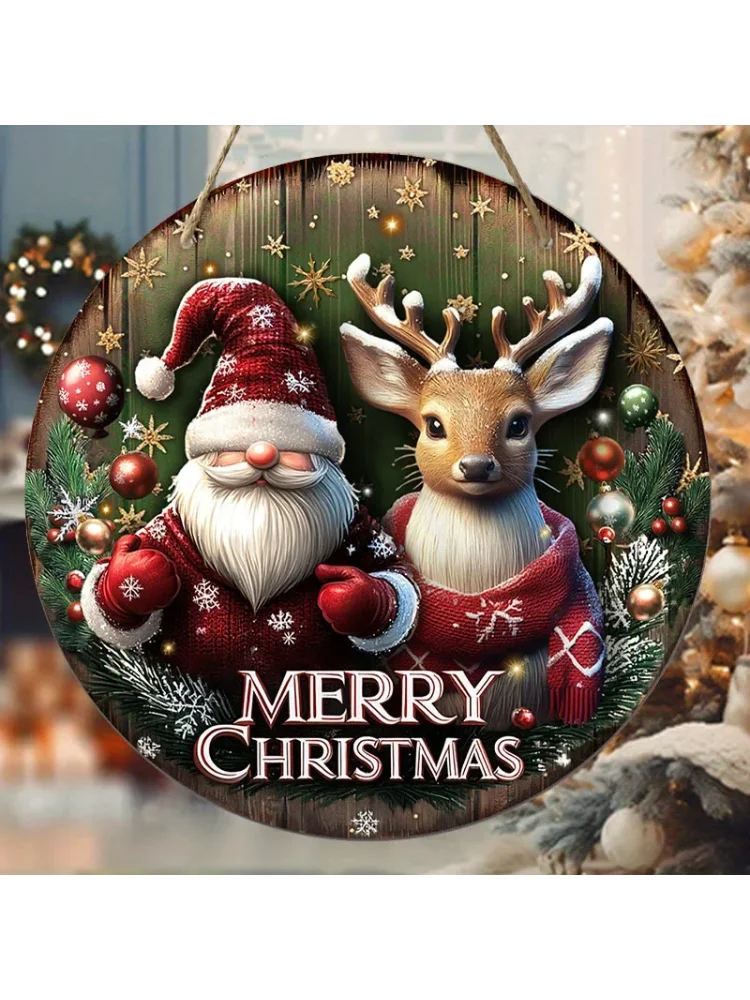 1 قطعة عيد ميلاد سعيد سانتا كلوز الرنة ستار ندفة الثلج الحلي عيد الميلاد الخشب الشرفة إكليل شقة معلقة طباعة تسجيل اللوحة المنزل
