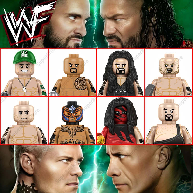 TP1064 WWE Wild Gladiator Mini Bonecos de Ação, Personagens Clássicos de Luta Livre, Modelo ROCK Big Show John Cena, Brinquedos de Blocos, Presentes