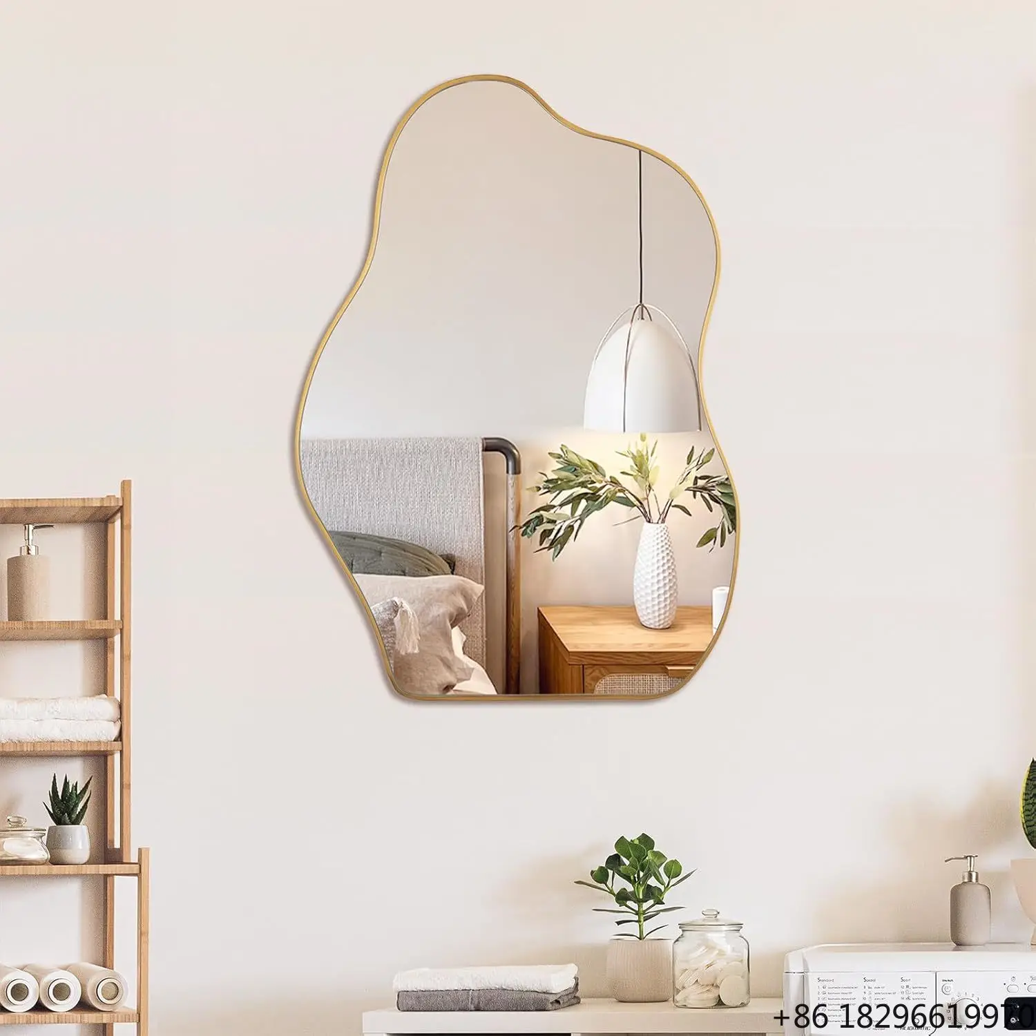 

Irregular Asymmetrical Wall Mirror Modern Decorative Vanity Mirror for Bathroom Living Room Entryway Bedroom