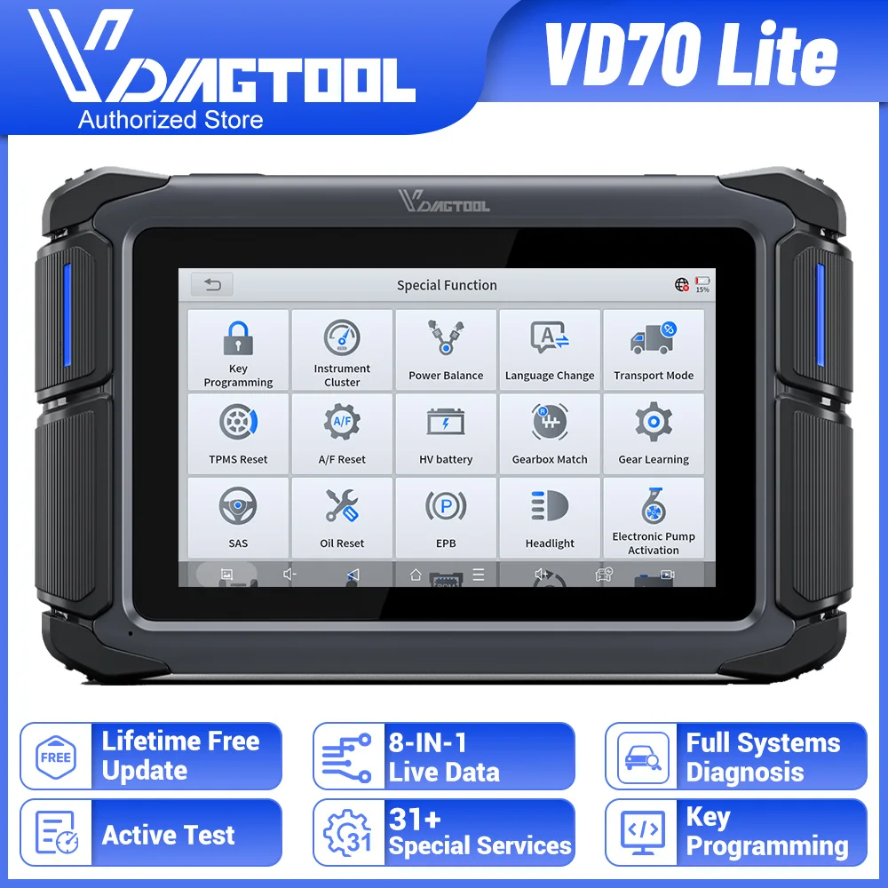 

VDIAGTOOL VD70Lite Car OBDII Scanner All System Diagnostic Tool Key Programmer 31 Reset DOIP CANFD FCA Lifetime Free Update