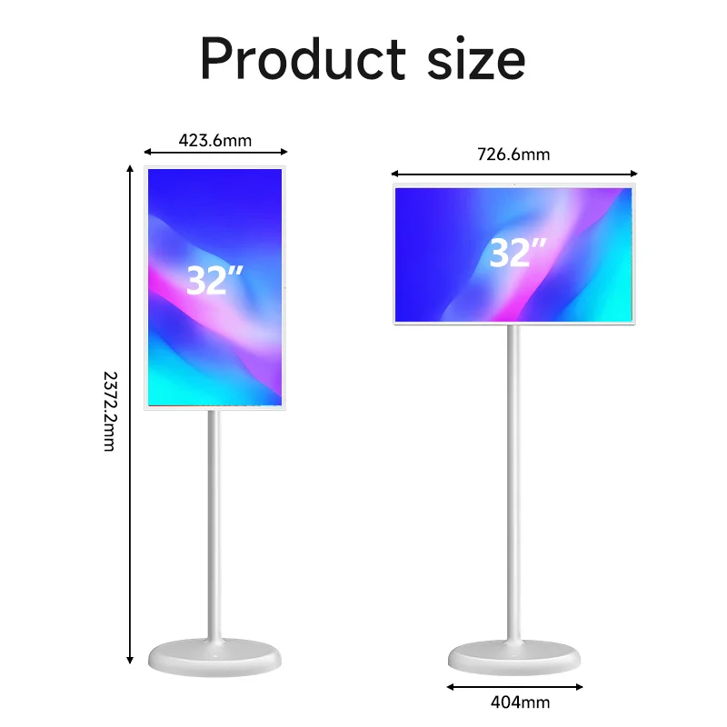 Floor Stand Smart Mobile Tv Vertical Display Hd Touch Screen Stand TV  Usb Wi-Fi Android 32 Inch Follow by Me Smart Tv