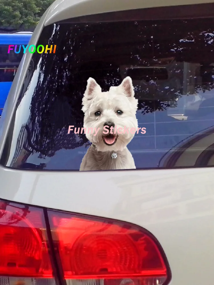 FUYOOHI Funny Stickers Exterior Accessories Personality Decal West Highland White Terrier Car Sticker Motorcycle Decorative