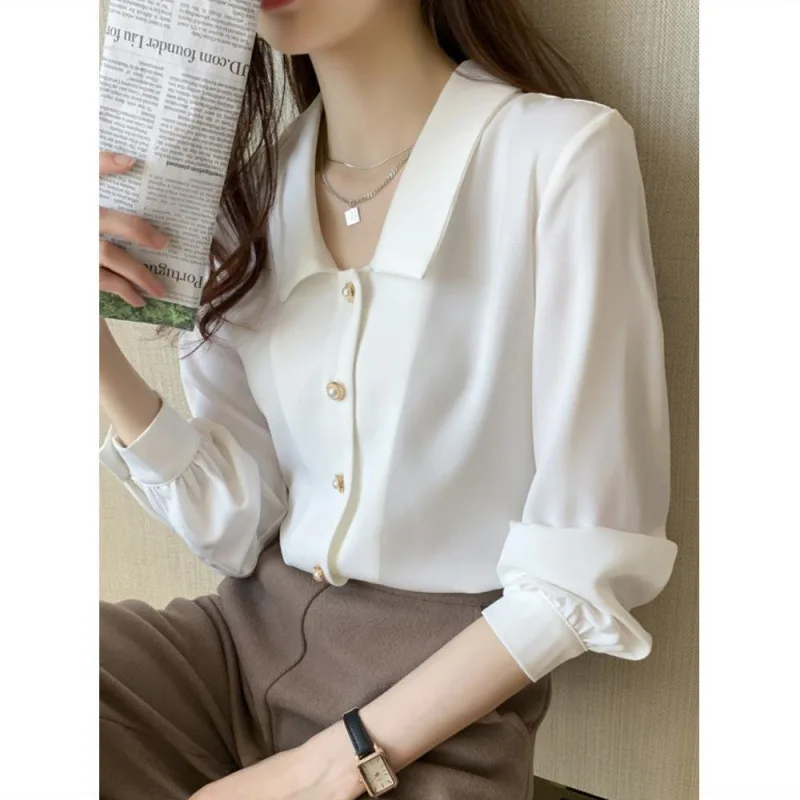 Early Spring New Korean Version Satin Long-sleeved Shirt top Design Cardigan Shirt