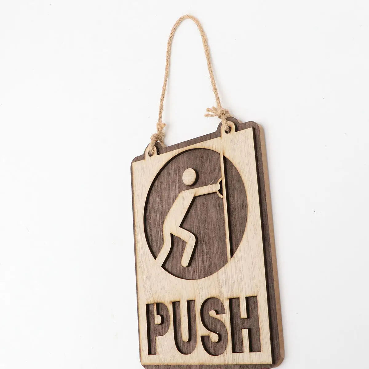 1Pcs Premium Wooden Door Sign Push Pull Hanging Board Natural Grain Finish Easy Install for Cafe Restaurant Tea Hotel Home