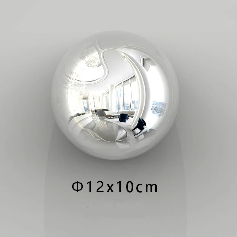 3D Round Ball Wall Decor ABS Plastic Electroplated Stainless Steel Look Modern Art Decoration for Living Room (Dia 6–12cm）