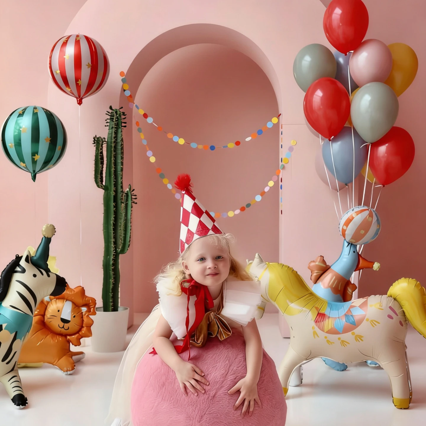 

Декорации для дня рождения: воздушные шары в виде клоунов и животных, тематические товары для цирковых праздников, подарки и аксессуары