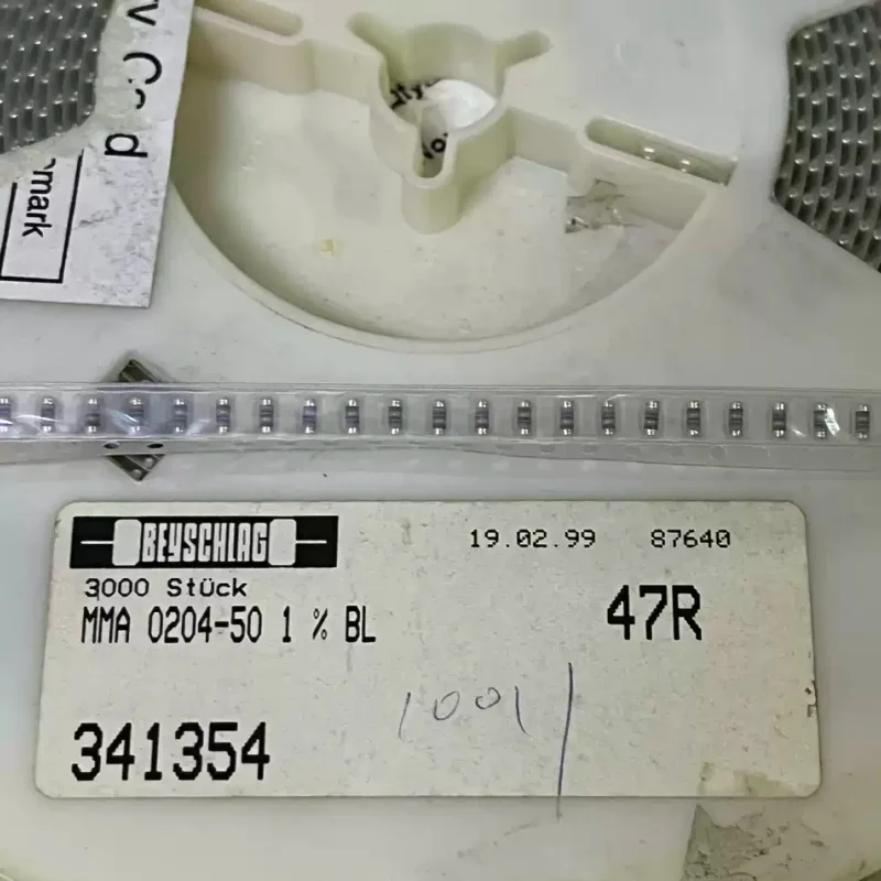 5-100pcs MMA0204 old VISHAY precision surface mount cylindrical resistor 47R 1% wafer resistor 50PPM
