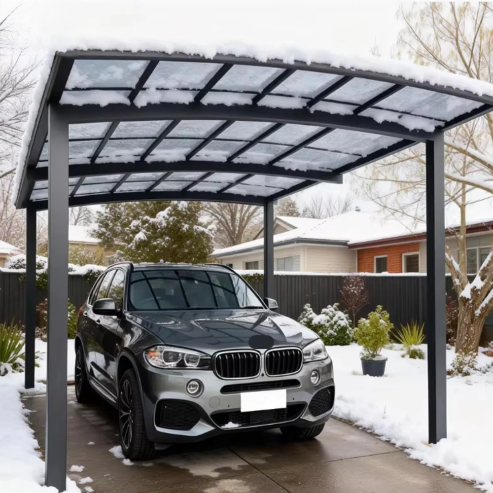 Snow Load Rated Aluminum Carport with Polycarbonate Roof, Heavy Duty Commercial Vehicle Rain Canopy for Parking Lot