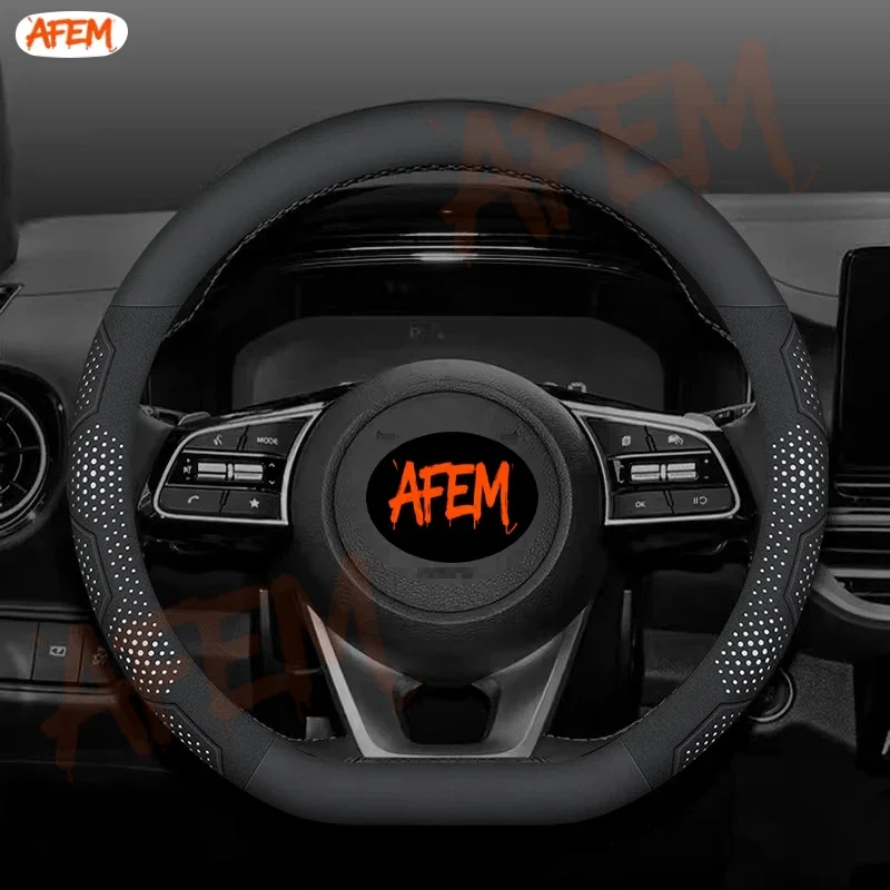 For Kia K5 Sportage Picanto Xceed Rio Cerato Soul Carens Seltos Carbon fiber Suede Car Steering Wheel Cover Auto Accessories