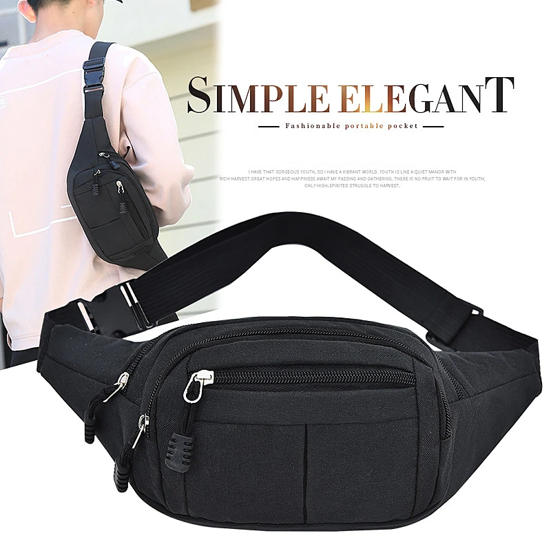 Men\'s Breast Package Waterproof Outdoor Sports Bag Canvas Pouch Korean-style Waist Bag Fanny Pouch Crossbody Male Banana Bag