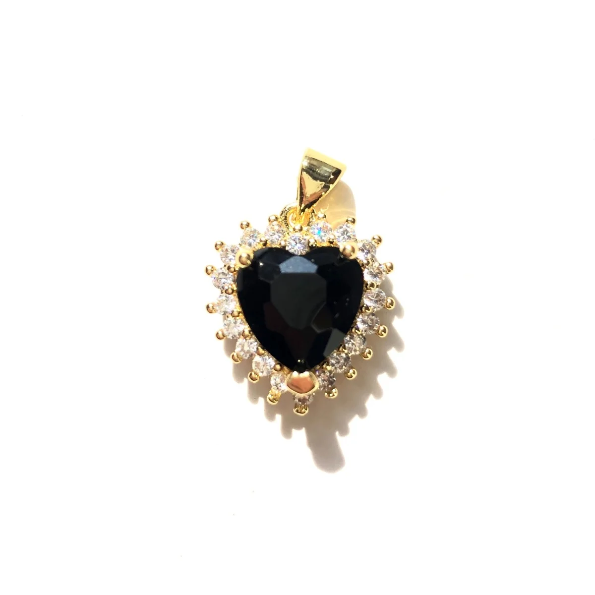 5pcs Red Purple Black Pink Blue Heart Charm Pendants Bracelet Bling Zirconia Paved Gold-Plated Girl Necklace Jewelry Wholesale