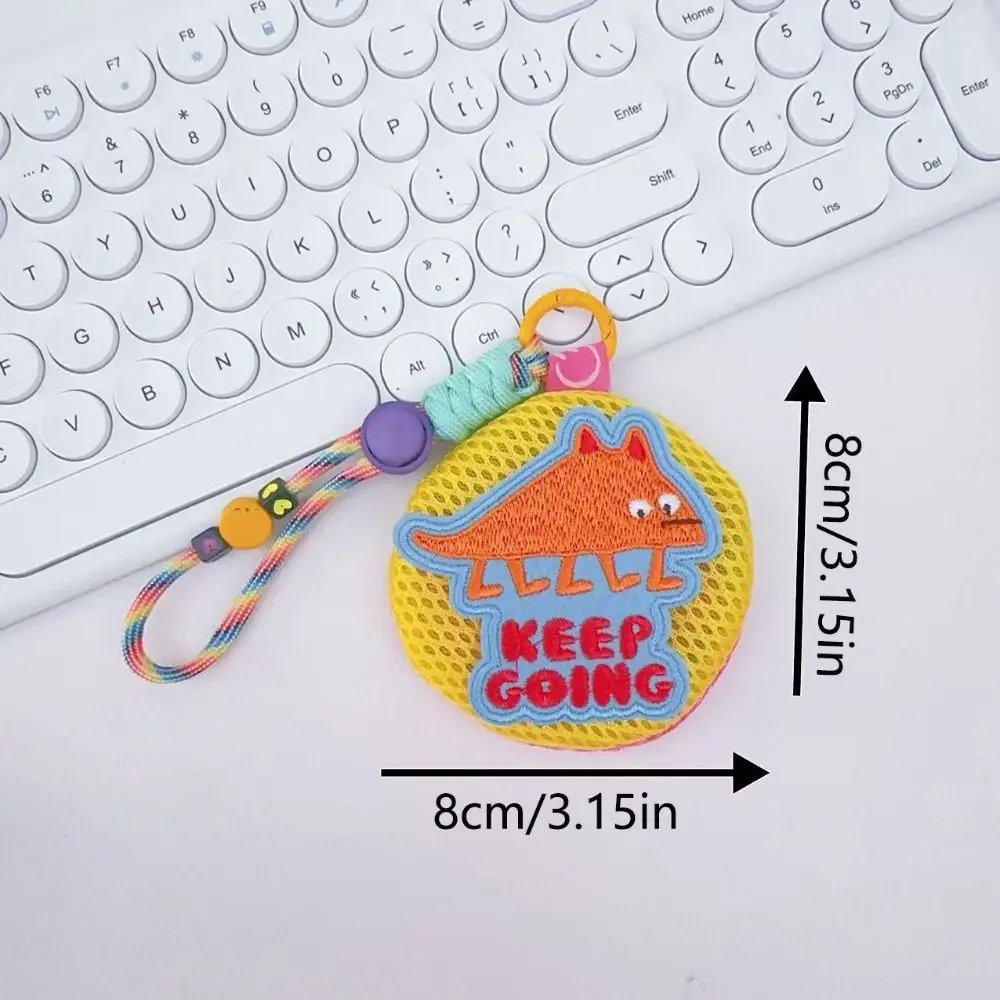 Portachiavi portatile con piccola custodia in rete con manico in corda, mini portamonete traspirante, modello cartone animato, organizer rotondo per cuffie
