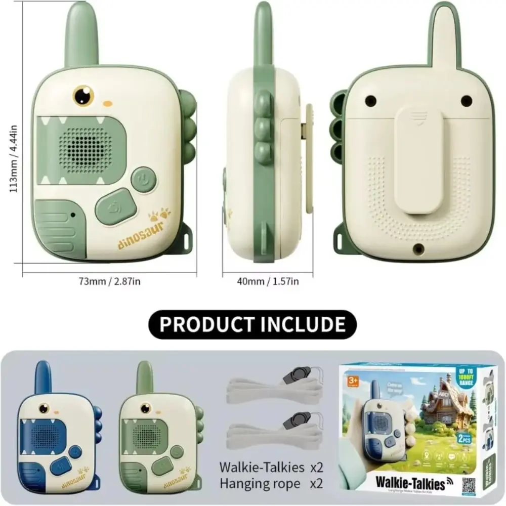 1 Paar schöne Dinosaurier-Walkie-Talkies für Kinder, große Reichweite, One-Click-Anruf, Cartoon-Dinosaurier-Walkie-Talkies, tragbares Lanyard