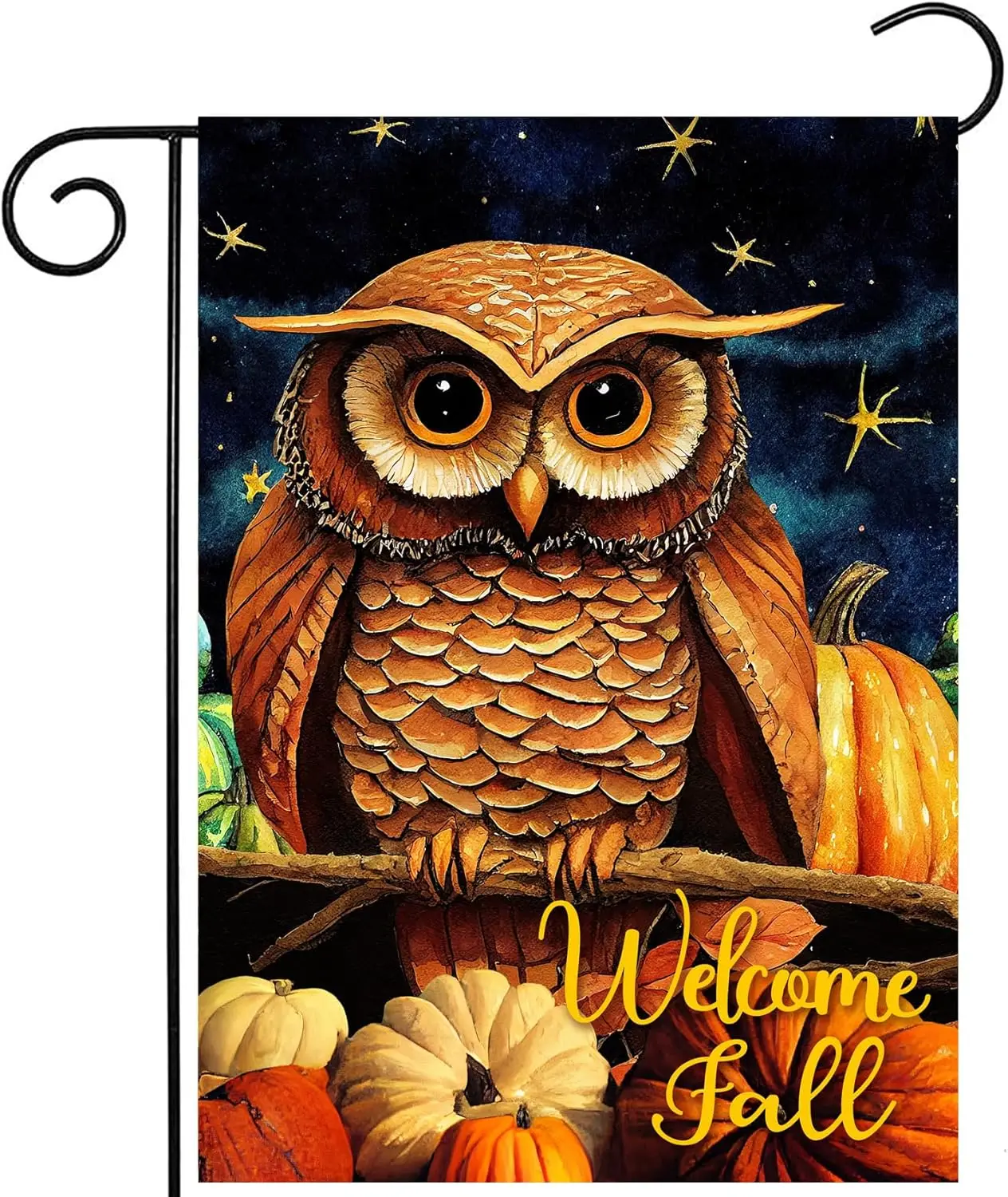 Morigins Welcome Fall Cute Owl Double Sided Garden Flag 12.5 x 18 inch