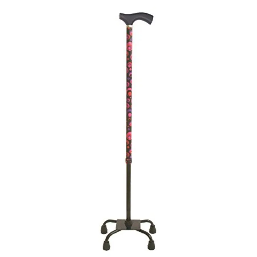 

Adjustable Quad Walking Stick Cane with Comfortable Wood Handle