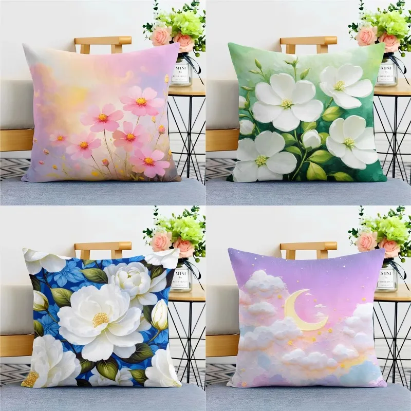 

Flower Pastoral Small Fresh Pillowcase Dormitory Decoration Office Living Room Home Pillowcase