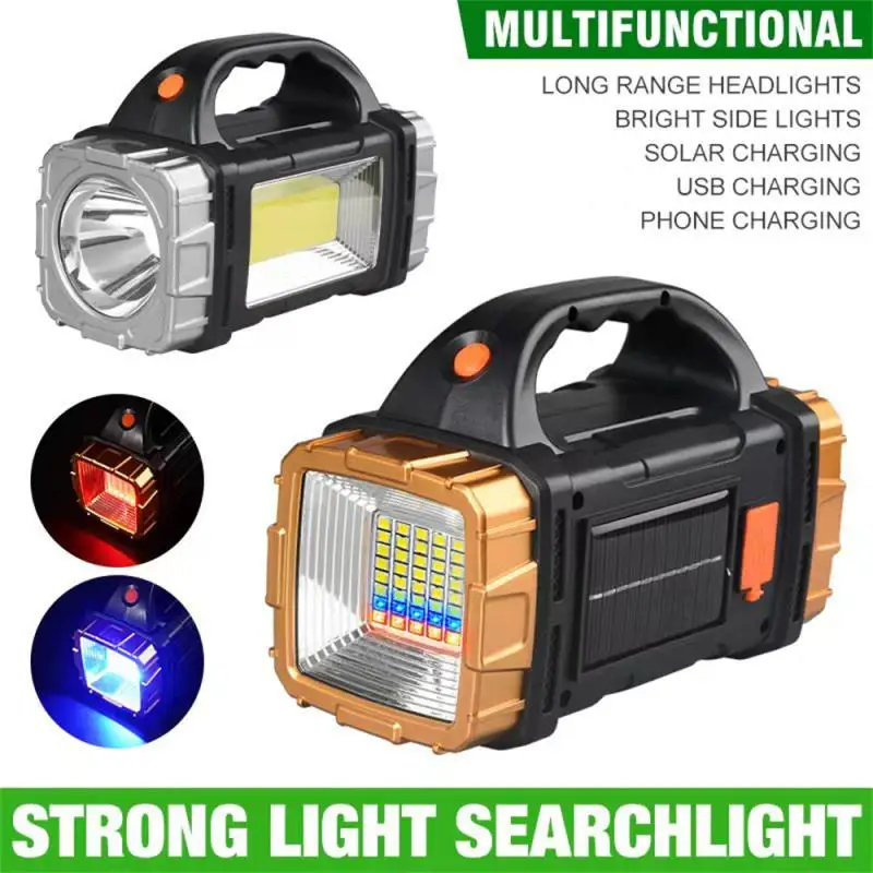 Waterproof Lighting Lantern Solar Rechargeable Led Night Lights Large Capacity Emergency Light Electric Searchlight Searchlight