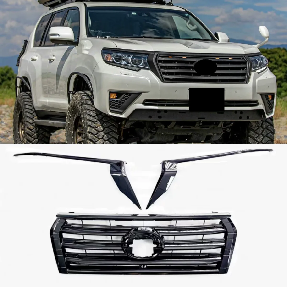 Car Grill for Toyota Land Cruiser Prado LC150 2018-2022 modified Grill Radiator Grille Mask Front Bumper Net Car Accessories