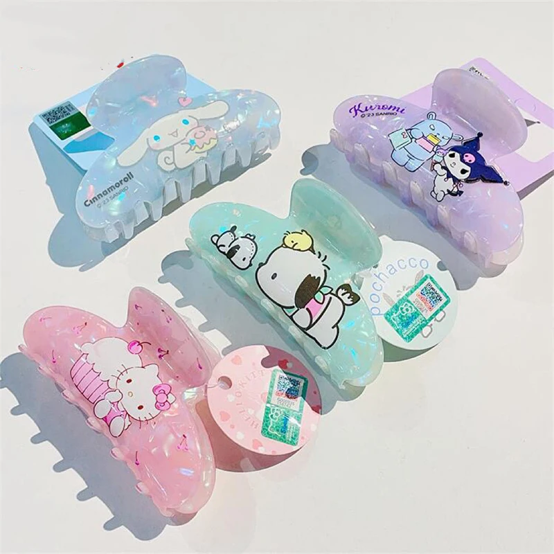 New Cinnamoroll Hello Kitty Cartoon Cute Sanrio Student Hair Catch Kawaii Kuromi Anime Hairpin Accessories Gifts for Girls