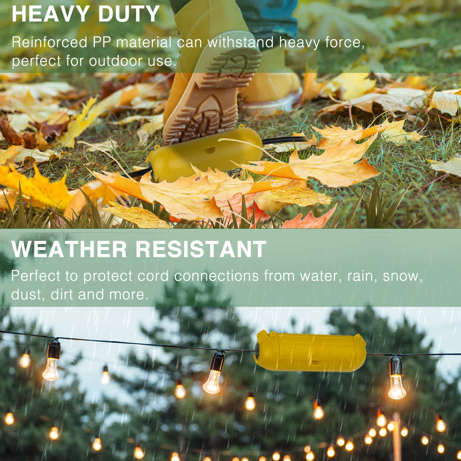 مجموعة غطاء الحبل 1 كبيرة 32x22x13 سنتيمتر 3 قطعة 18x5.7x5.7 سنتيمتر صغيرة مقاوم للماء تمديد الحبل يغطي مثالية لقضاء عطلة ضوء حديقة ديكور #6