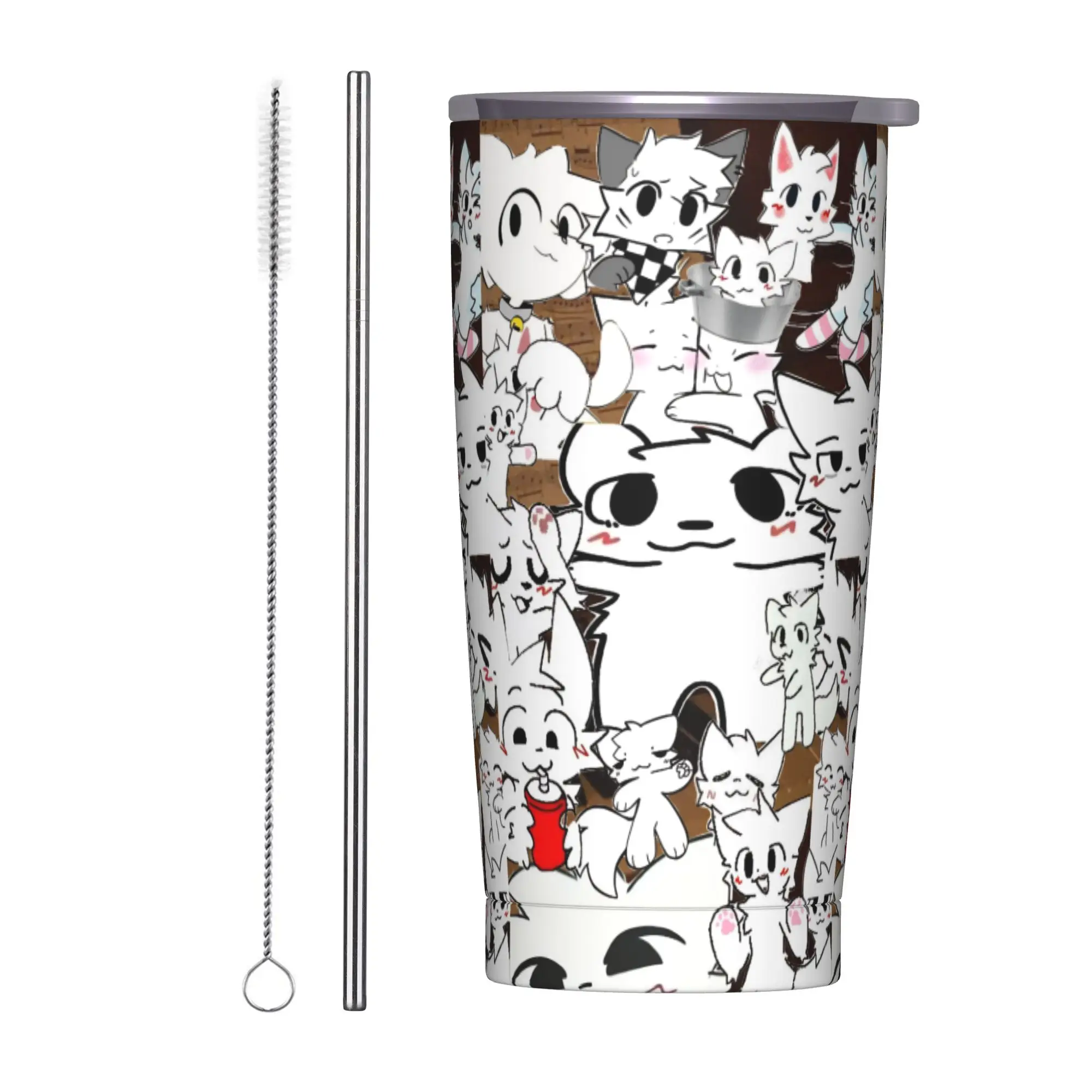 Boykissers Silly Cat Tumbler Vacuum Insulated Furry Coffee Cups Stainless Steel Travel Outdoor Mugs Hot Cold Drink, 20oz